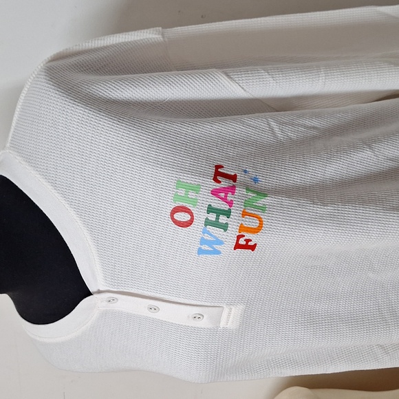 NEW! Women's "Oh What Fun" Thermal White Top - Wondershop - Picture 3 of 8